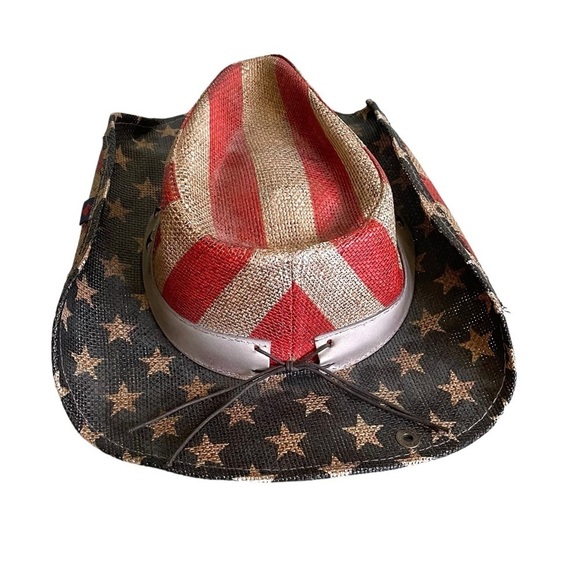 PETER GRIMM Ltd. Men's Justice American Flag Star Studded Straw Cowboy Hat - Picture 4 of 14